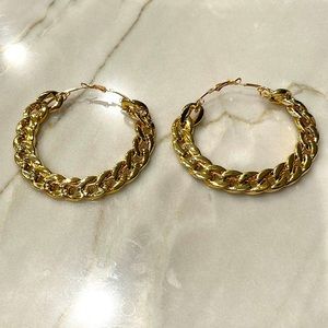 Gold Tone Earrings (Almost 3 1/2 inches)